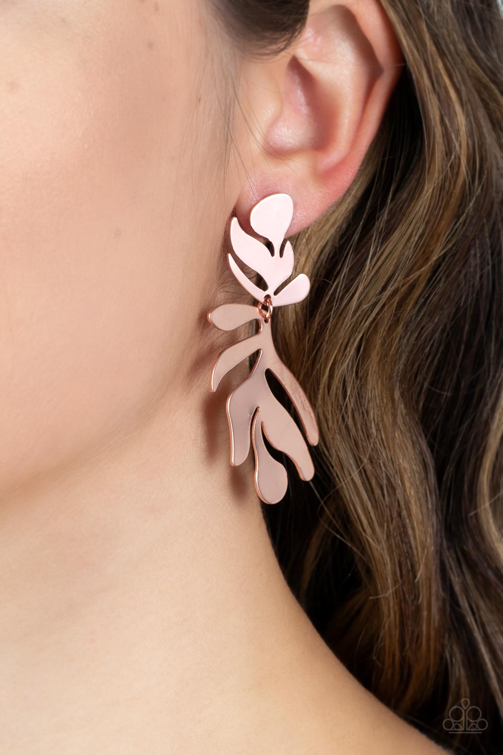 Paparazzi Palm Picnic Copper Post Earrings - P5PO-CPSH-039XX