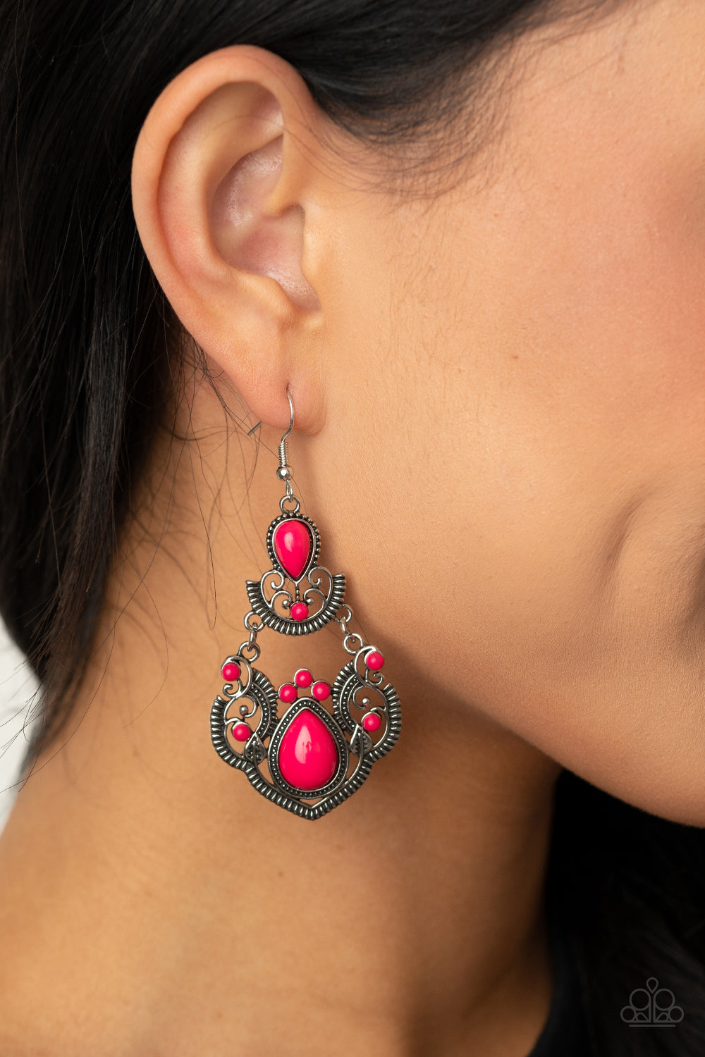Paparazzi Palm Tree Tiaras Pink Fishhook Earrings