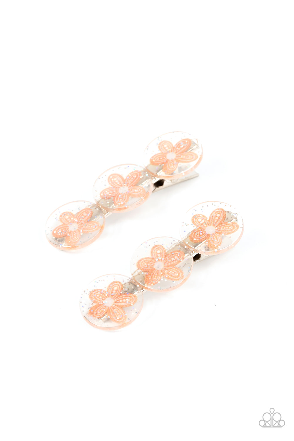 Paparazzi Pamper Me in Posies Orange Hair Clip Hairbow Duo - P7SS-OGXX-088XX