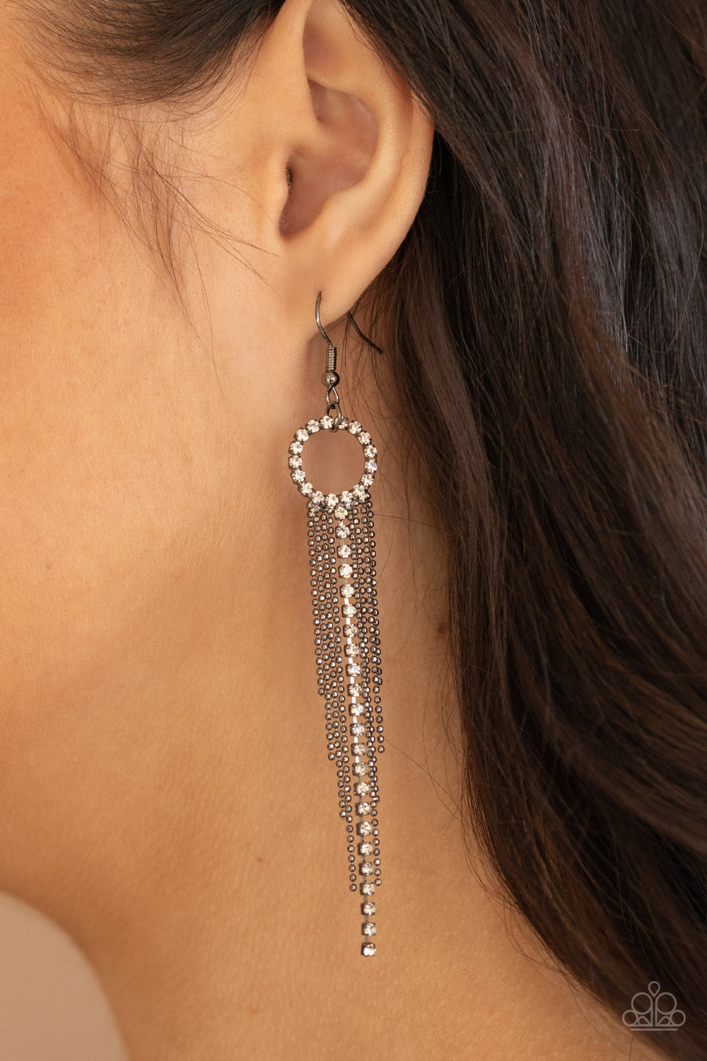 Paparazzi Pass The Glitter Black Fishhook Earrings - P5RE-BKXX-368XX