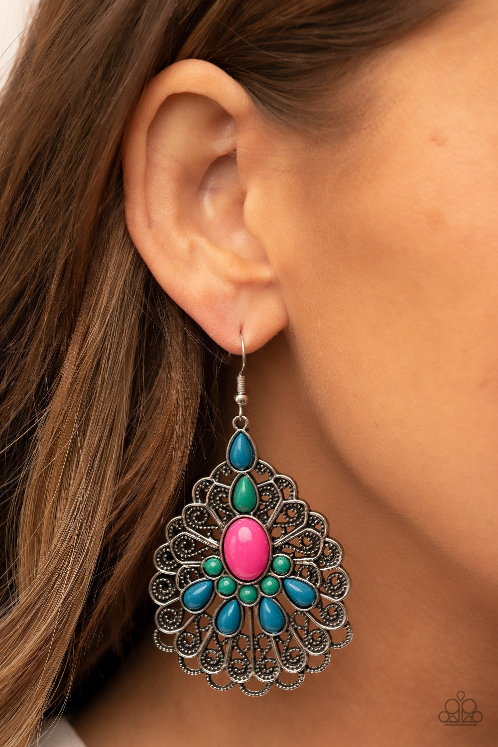 Paparazzi Peacock Prance Multi Fishhook Earrings - P5WH-MTXX-179XX
