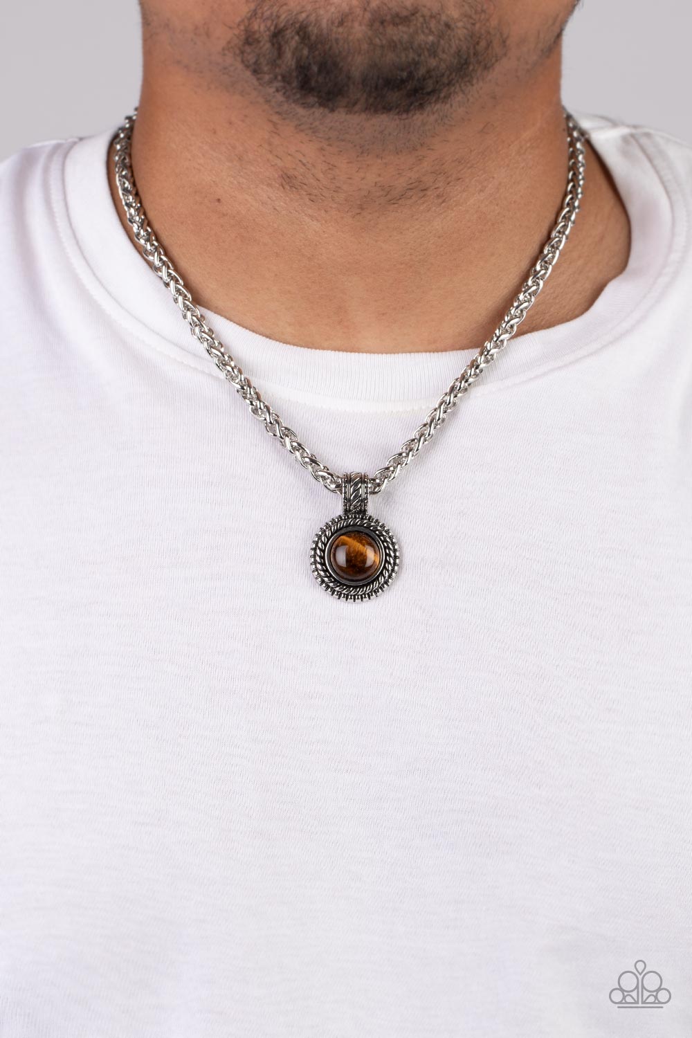 Paparazzi Pendant Dreams Brown Men's Short Necklace - P2SE-URBN-166XX