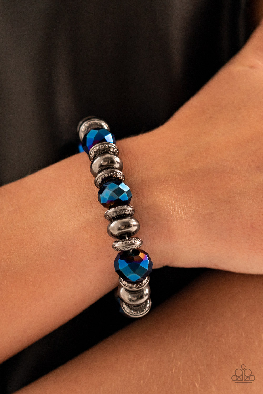 Paparazzi Power Pose Blue Stretch Bracelet - Life Of The Party May 2022 - P9ED-BLXX-038XX
