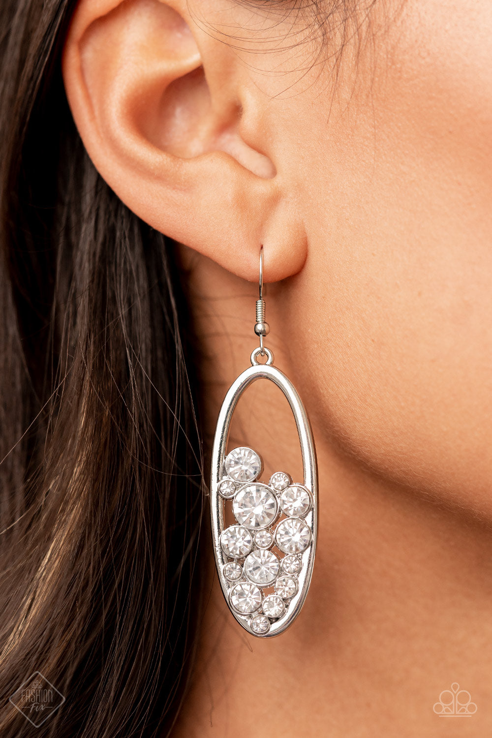 Paparazzi Prismatic Poker Face White Fishhook Earrings - Fashion Fix Fiercely 5th Avenue November 2021