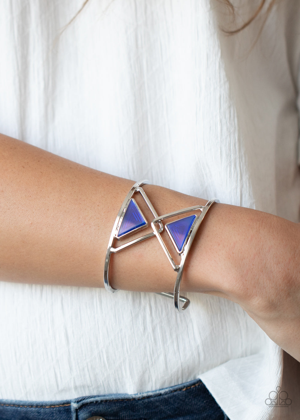 Paparazzi Pyramid Palace Blue Cuff Bracelet - P9ED-BLXX-030XX