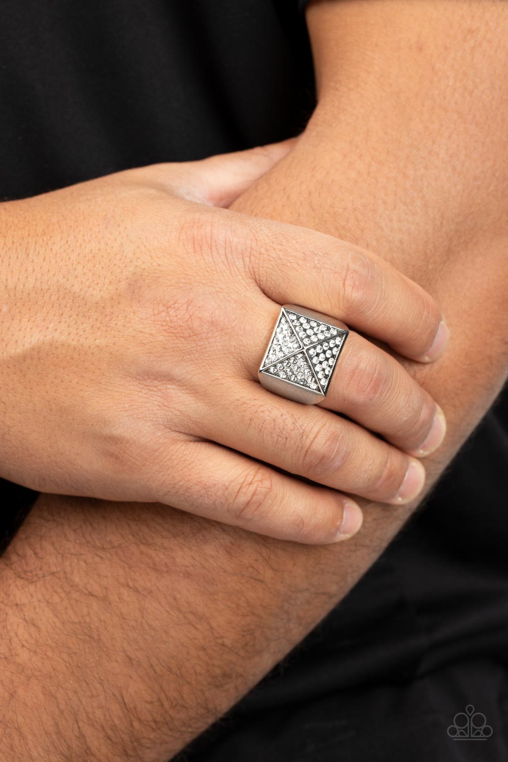 Paparazzi Pyramidal Powerhouse White Men's Ring - P4MN-URWT-015XX