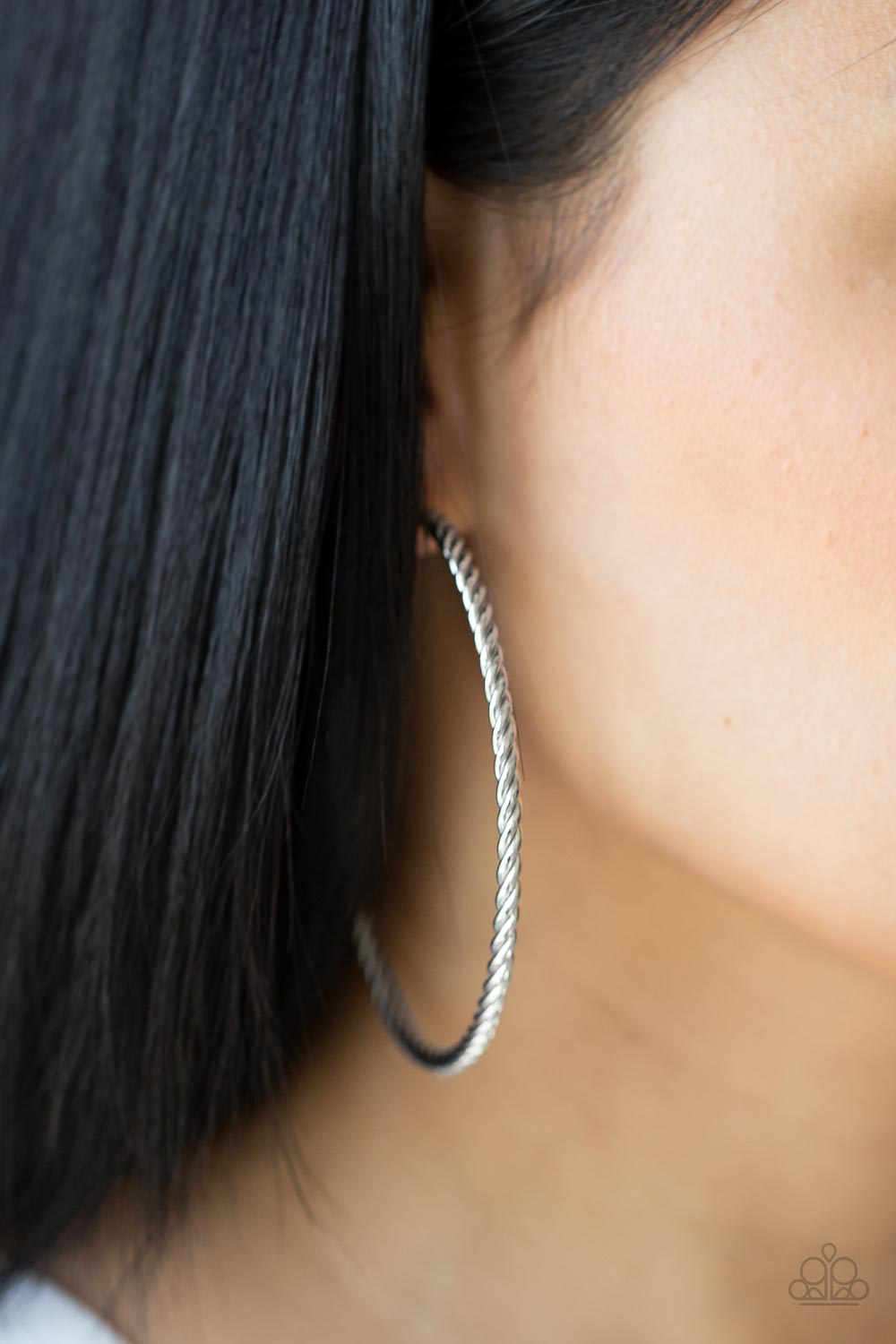 Paparazzi Resist The Twist Silver Post Hoop Earrings - P5HO-SVXX-279XX