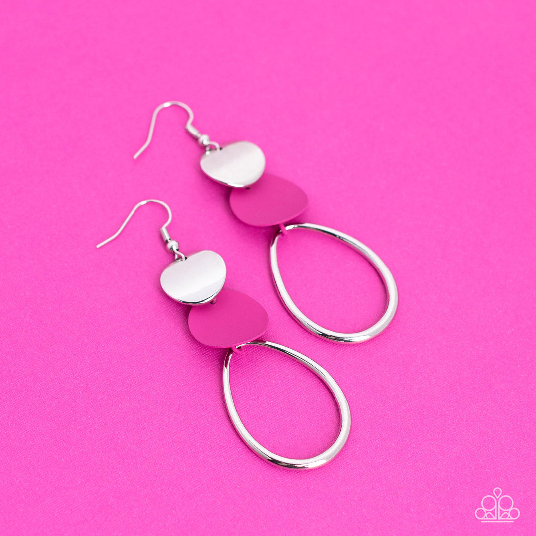 Paparazzi Retro Reception Pink Fishhook Earrings - P5BA-PKXX-021XX