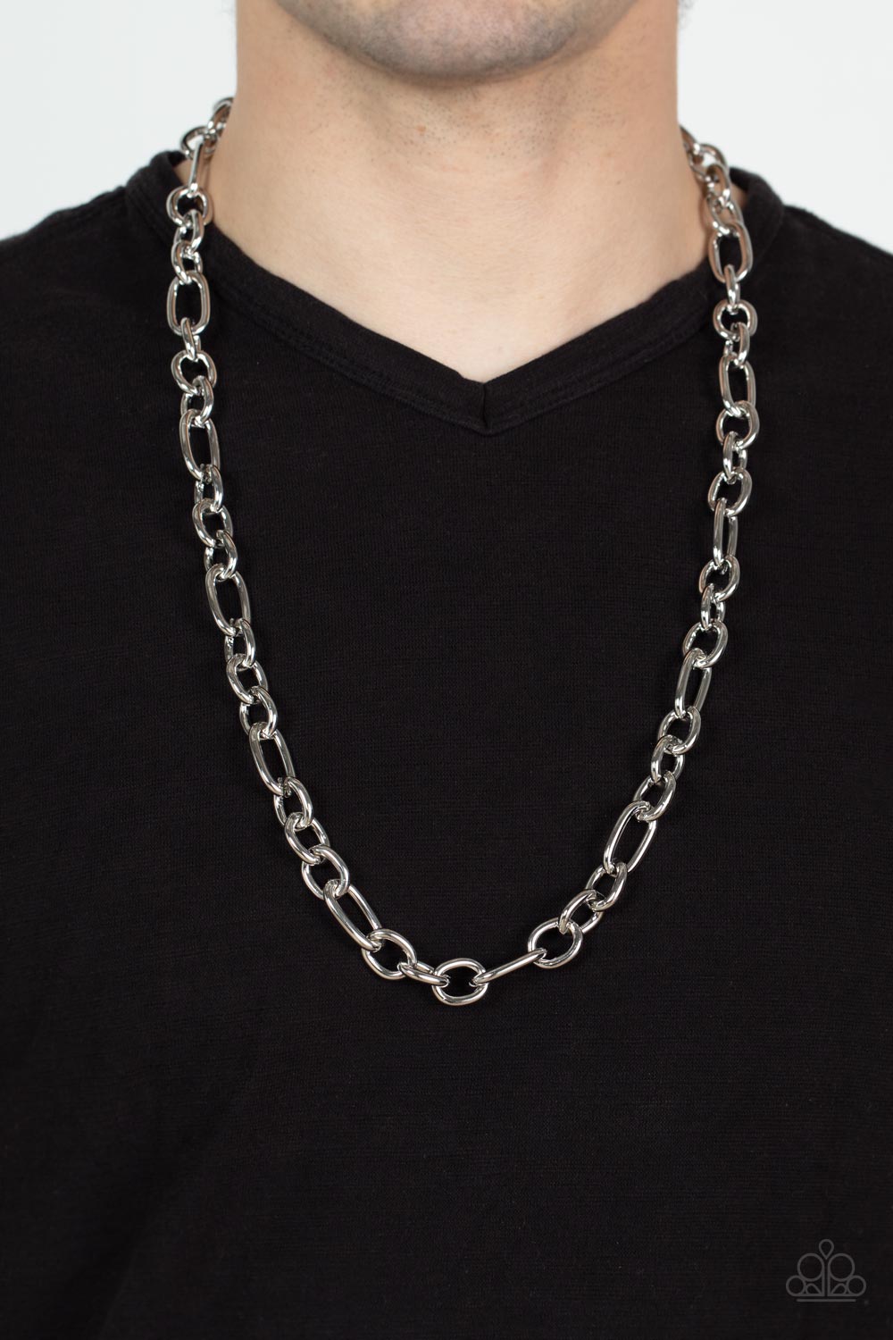 Paparazzi Ringside Throne Silver Men's Long Necklace - P2MN-URSV-052XX