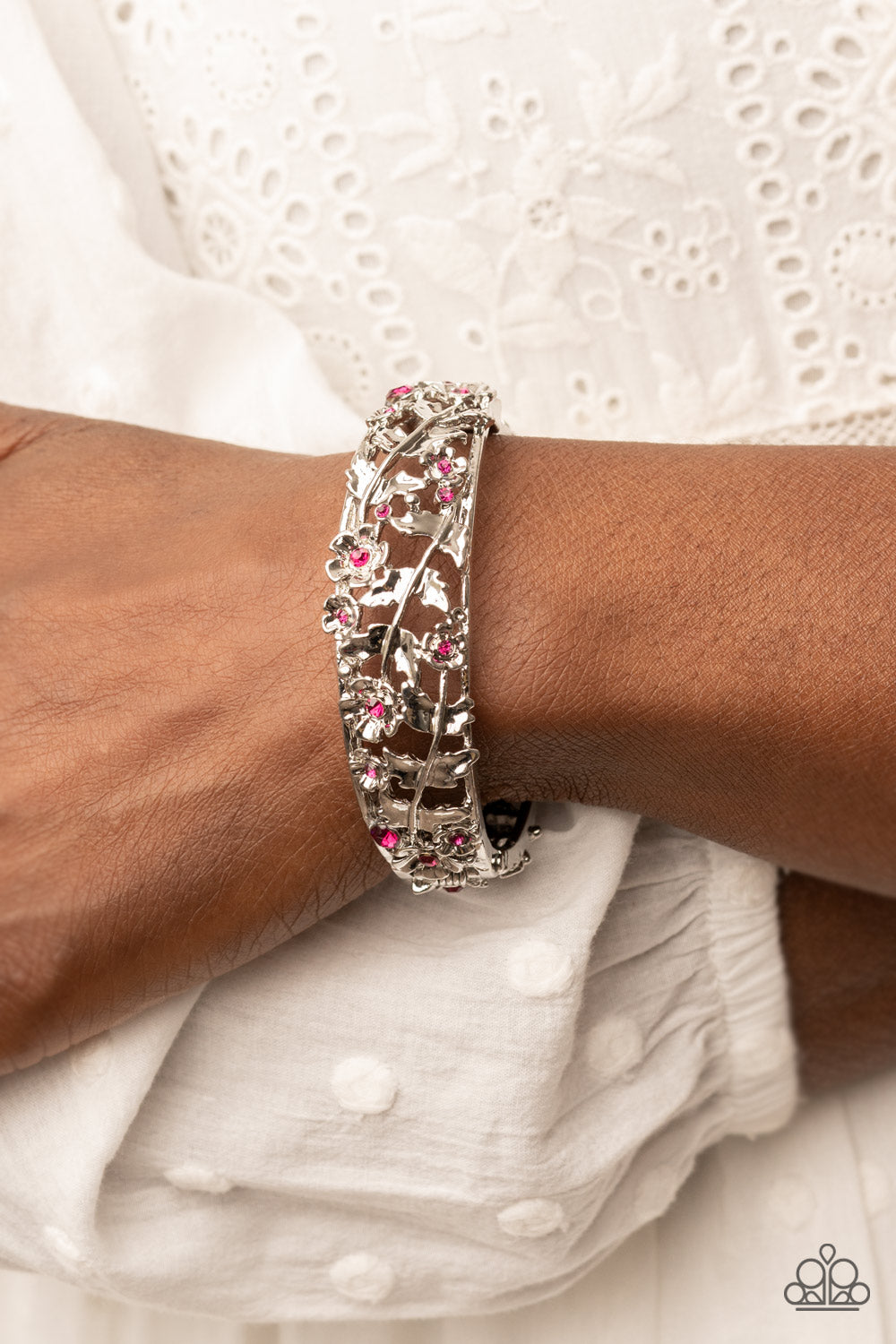 Paparazzi Ripe For The Picking Pink Hinged Bangle Bracelet - P9RE-PKXX-255XX