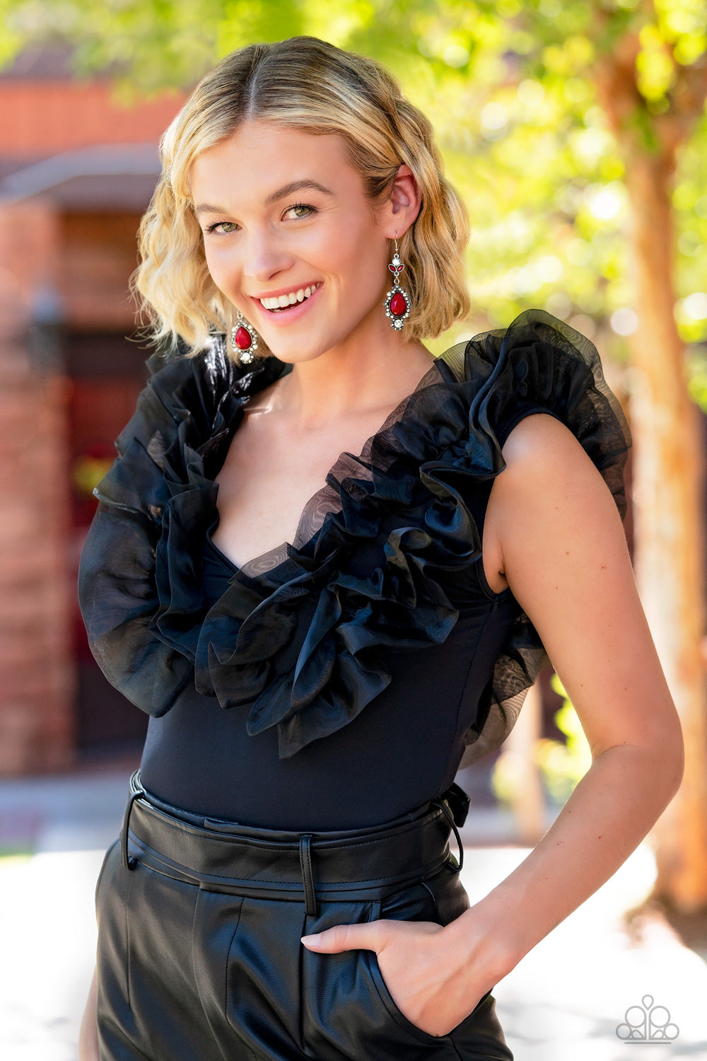 Paparazzi SELFIE-Esteem Red Fishhook Earrings - P5RE-RDXX-168XX