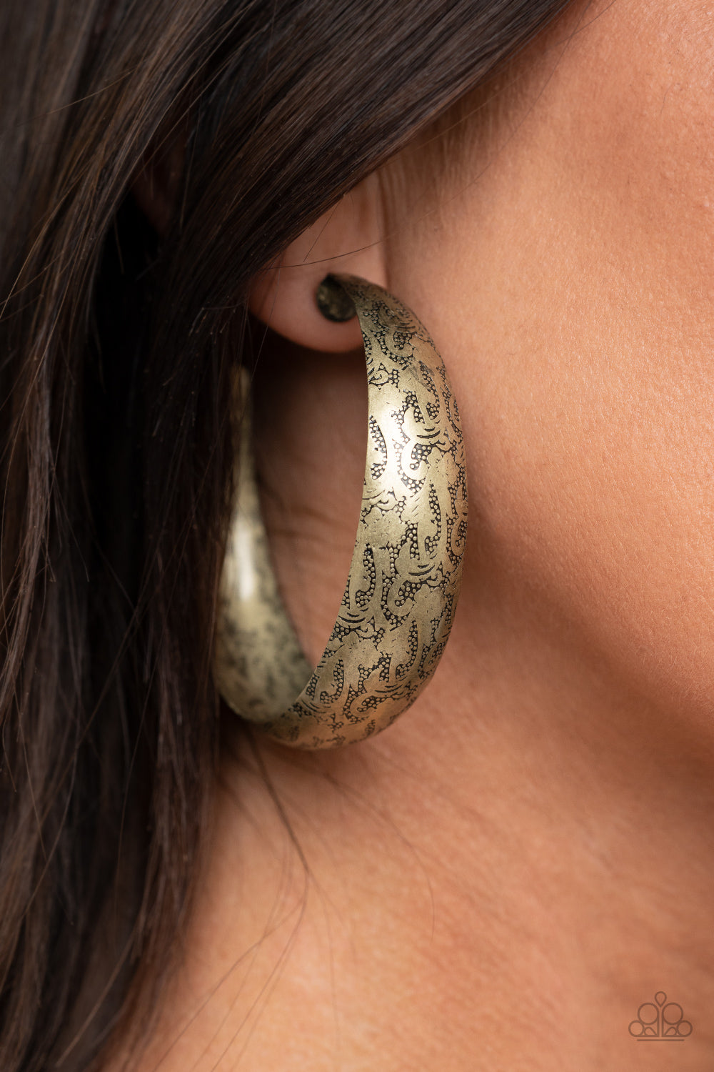 Paparazzi Sahara Sandstorm Brass Post Hoop Earrings