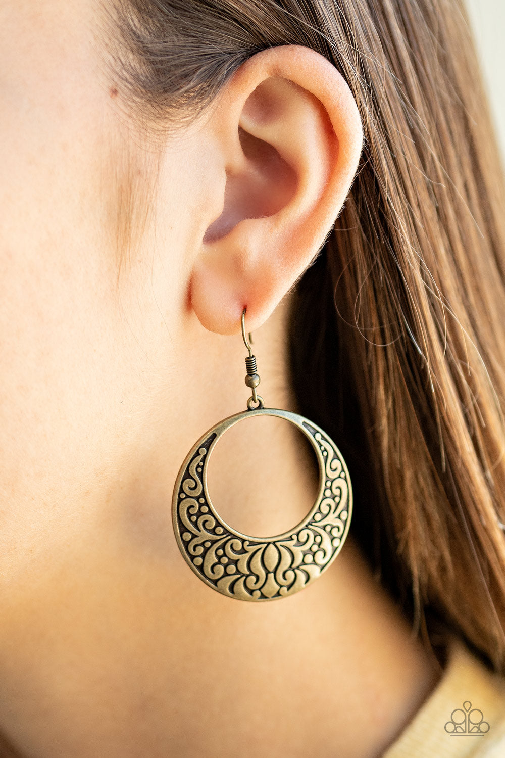 Paparazzi Secret Groves Brass Fishhook Earrings - P5WH-BRXX-107XX