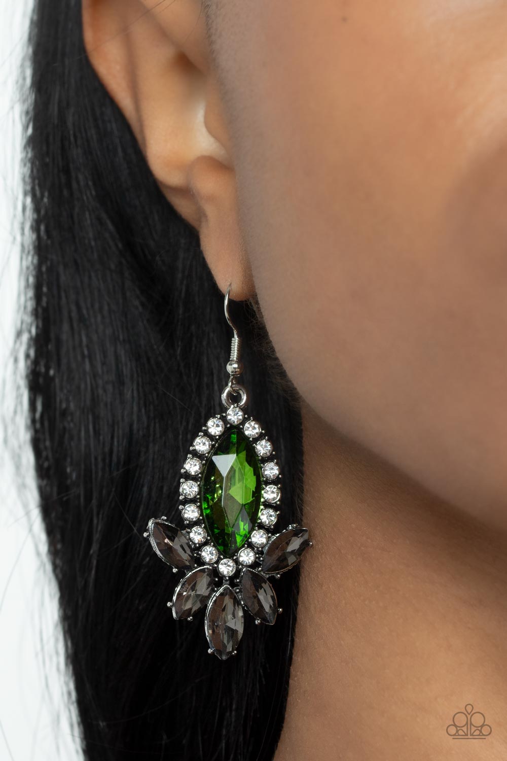 Paparazzi Serving Up Sparkle Green Fishhook Earrings