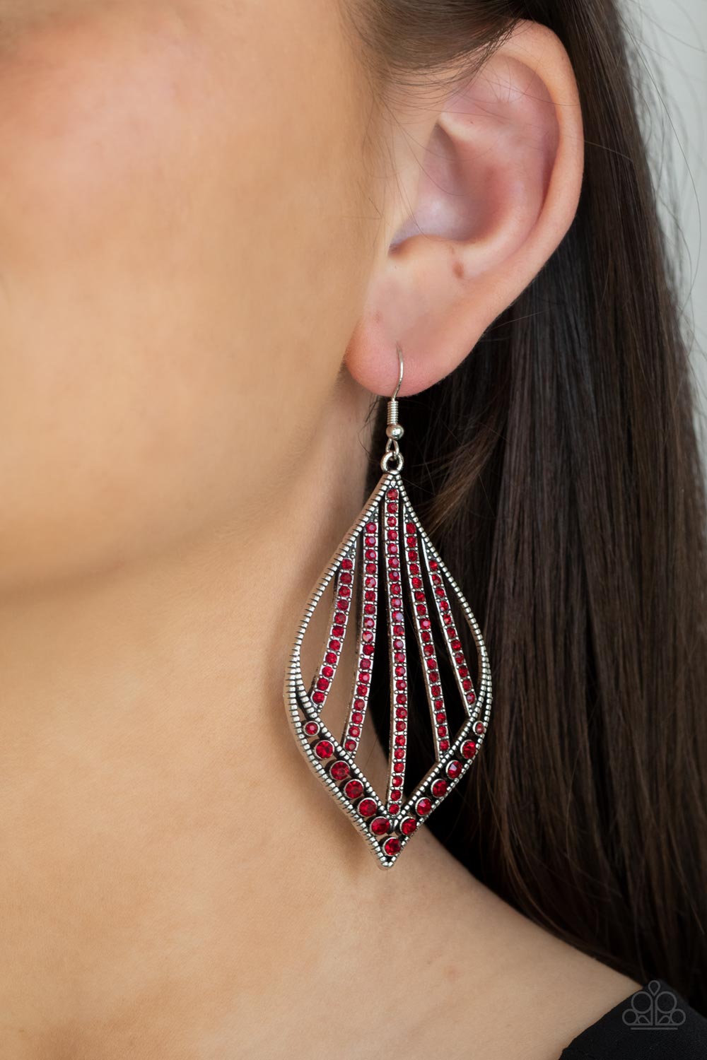 Paparazzi Showcase Sparkle Red Fishhook Earrings - P5ED-RDXX-030XX