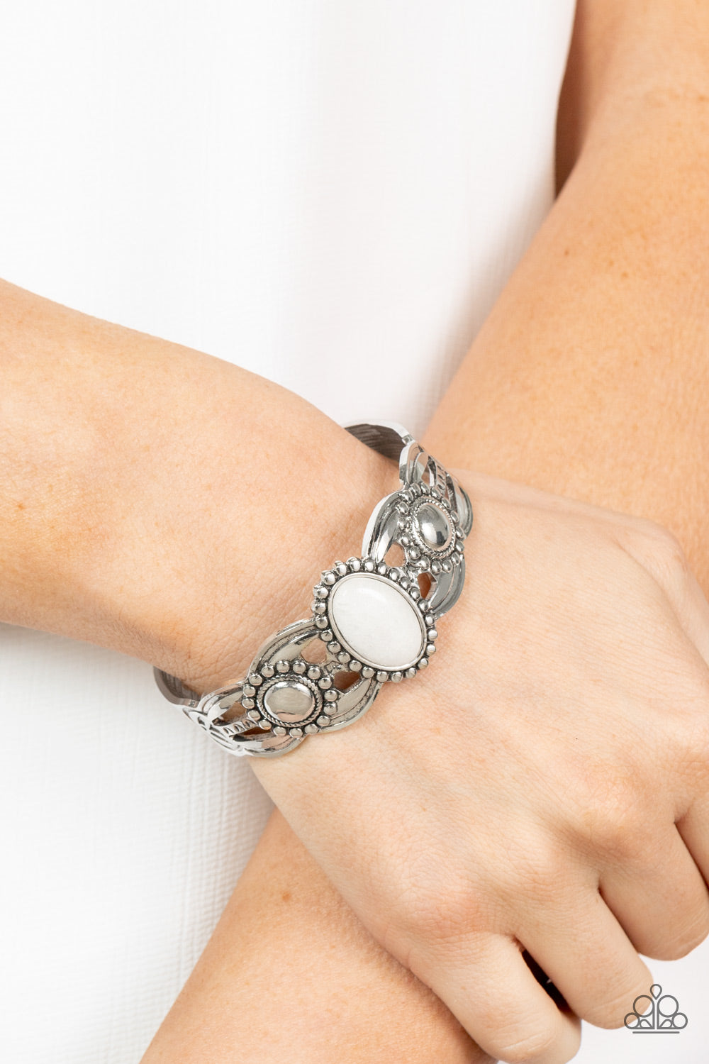 Paparazzi Solar Solstice White Cuff Bracelet
