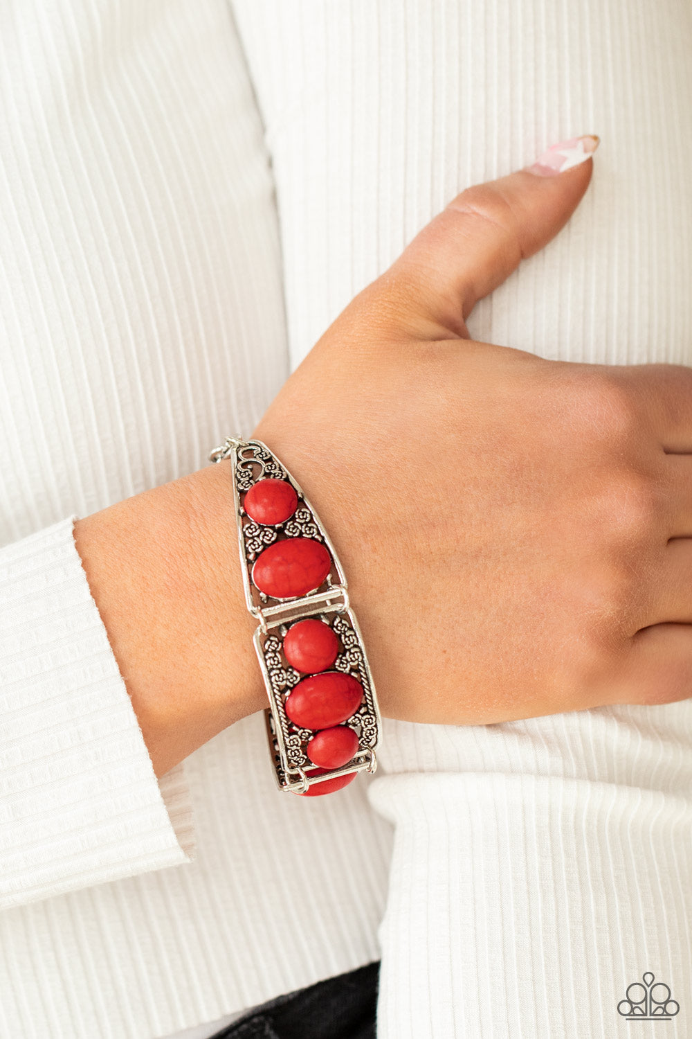 Paparazzi Southern Splendor Red Clasp Bracelet - P9SE-RDXX-219XX