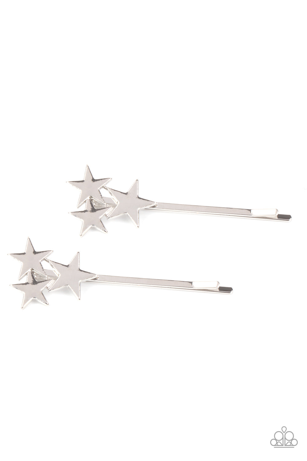 Paparazzi Suddenly Starstruck Silver Hair Clip Hairbow Duo - P7SS-SVXX-073XX