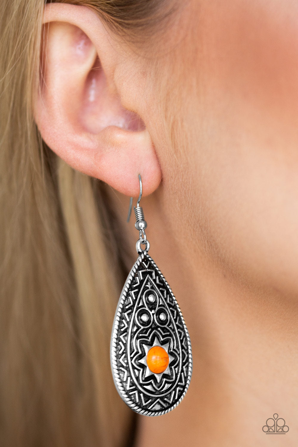 Paparazzi Summer Sol Orange Stone Fishhook Earrings - P5SE-OGXX-084XX