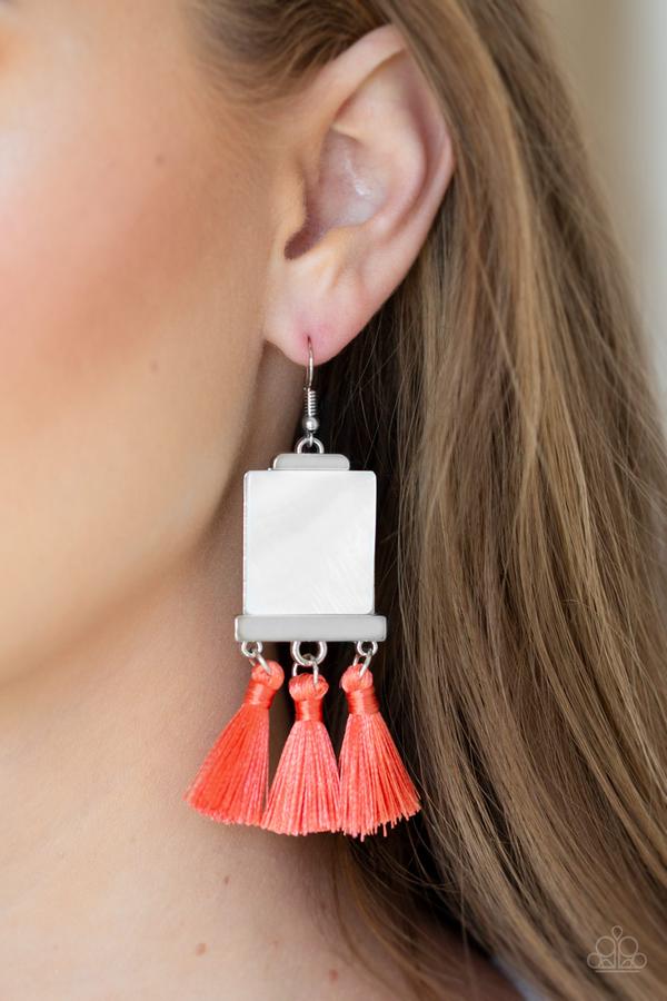 Paparazzi Tassel Retreat Orange Fishhook Earrings