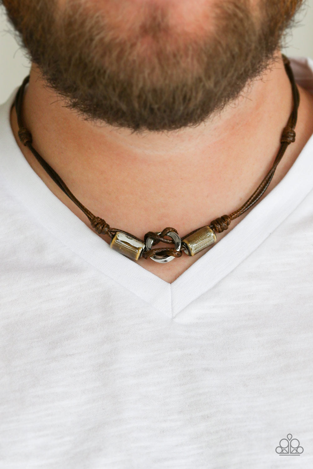 Paparazzi The Broncobuster Brown Men's Short Necklace