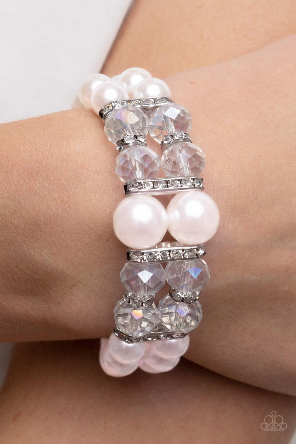 Paparazzi Timelessly Tea Party Pink Stretch Bracelet - P9RE-PKXX-270XX