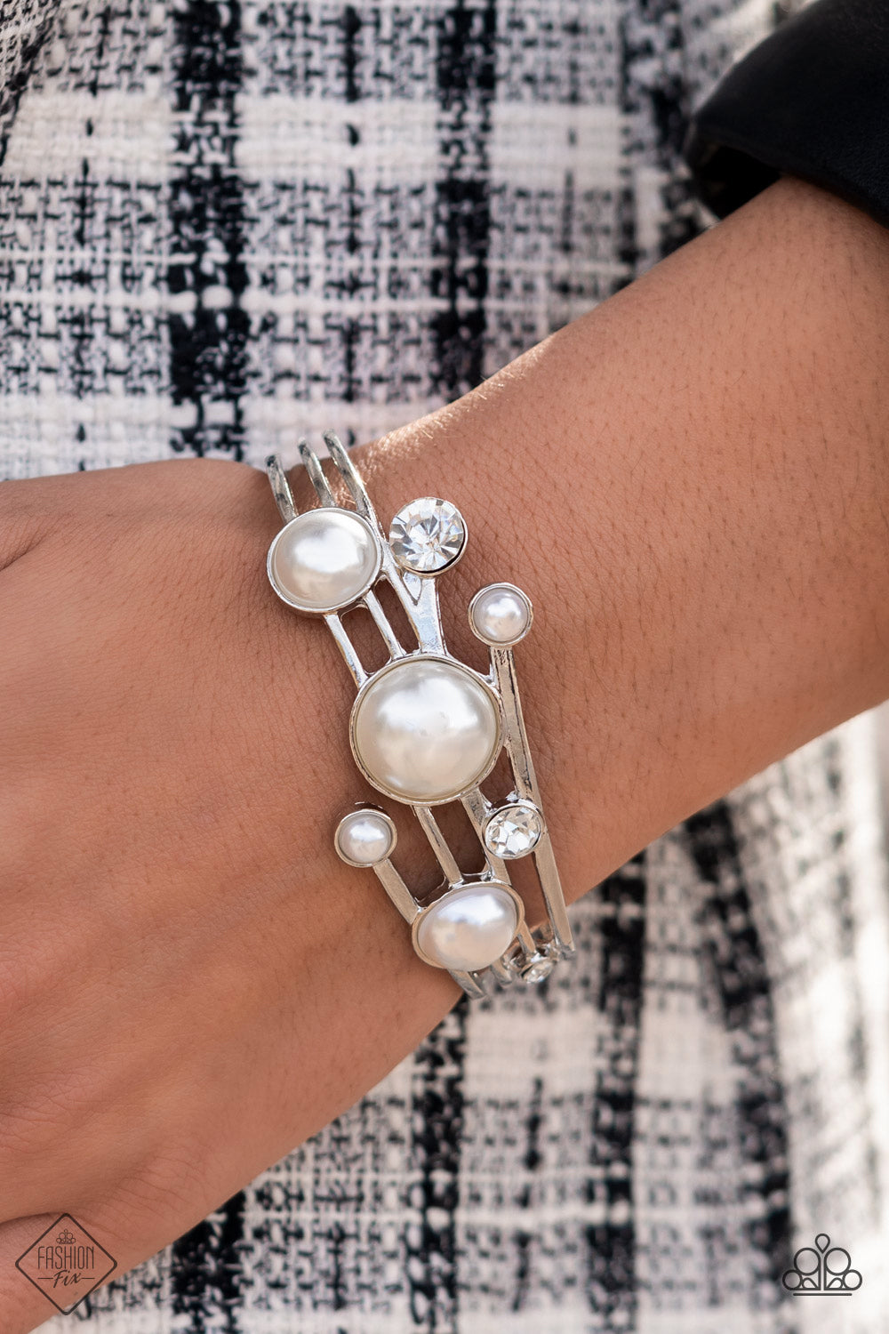 Paparazzi Total SAIL-Out White Cuff Bracelet - Fashion Fix Fiercely 5th Avenue April 2022 - P9RE-WTXX-536HY