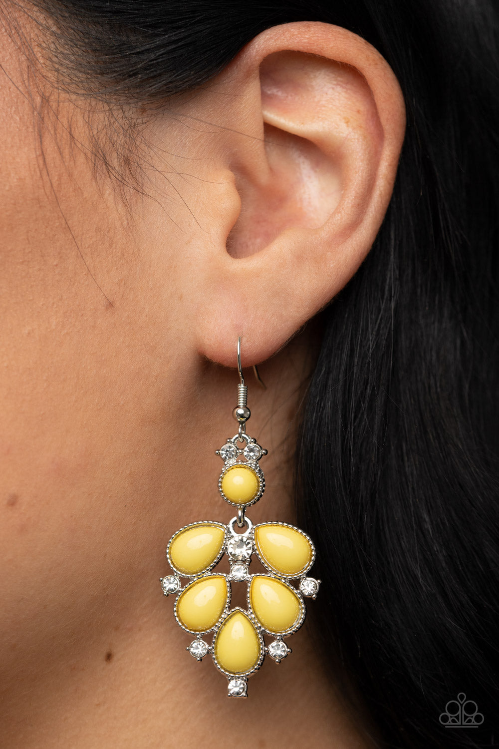 Paparazzi Transcendental Teardrops Yellow Fishhook Earrings - P5WH-YWXX-178XX
