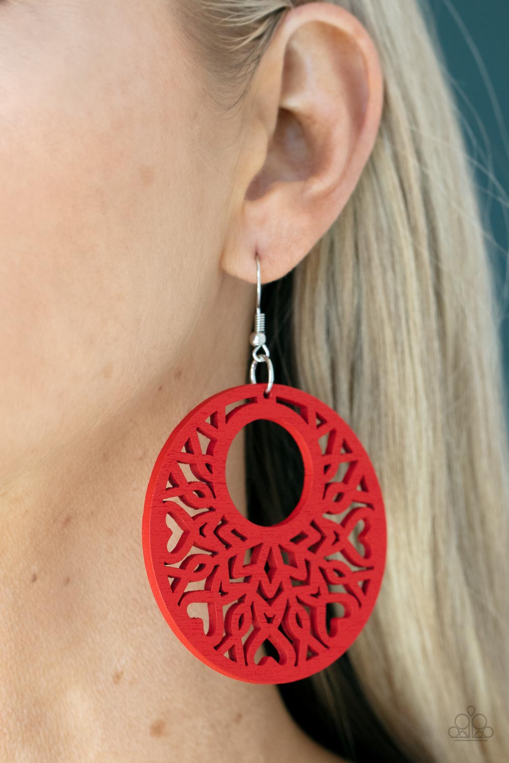 Paparazzi Tropical Reef Red Fishhook Earrings - P5SE-RDXX-180XX
