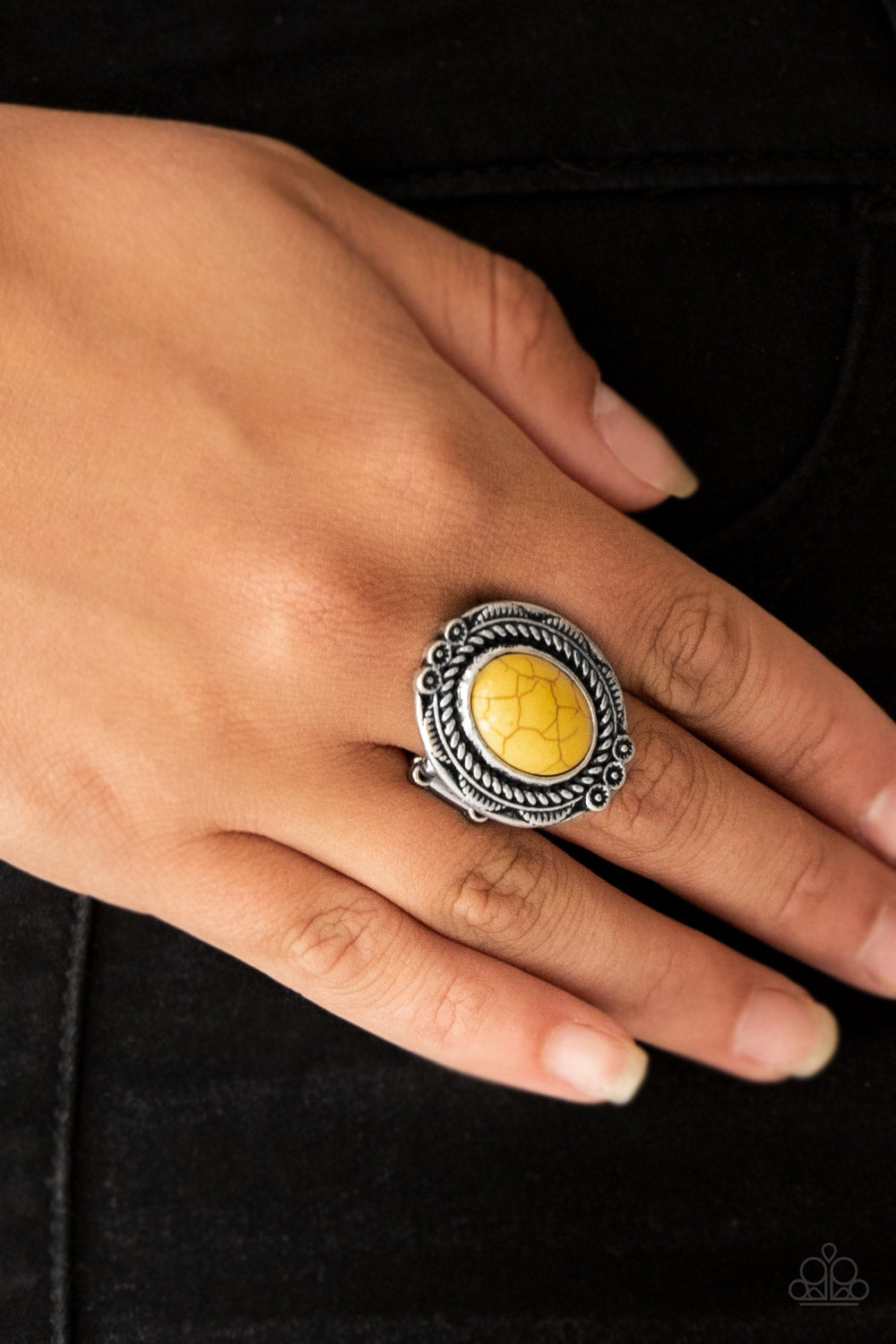 Paparazzi Tumblin' Tumbleweeds Yellow Stone Ring