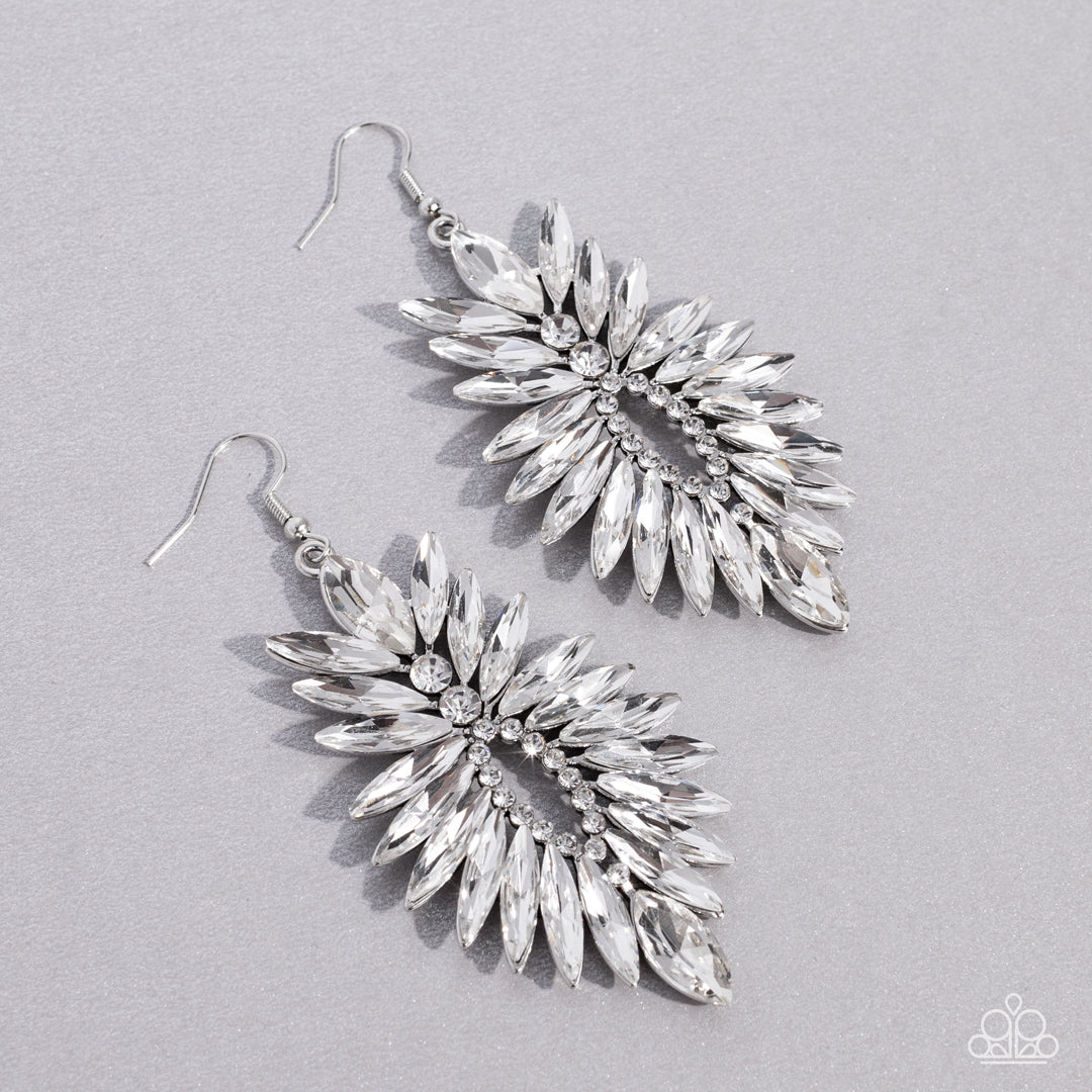 Paparazzi Turn up the Luxe White Fishhook Earrings - Life Of The Party Exclusive October 2021 - P5ST-WTXX-058XX