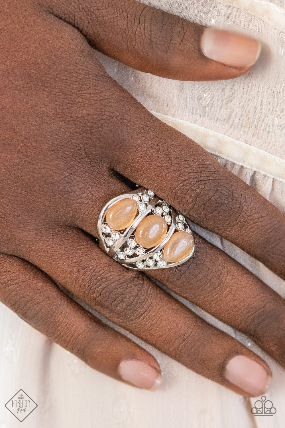 Paparazzi Underrated Shimmer Orange Ring - Fashion Fix Glimpses of Malibu February 2021