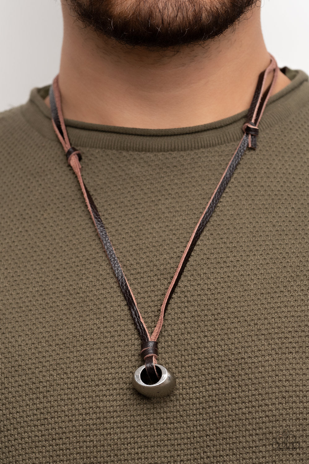 Paparazzi Winslow Wrangler Brown Men's Short Necklace - P2UR-BNXX-155XX