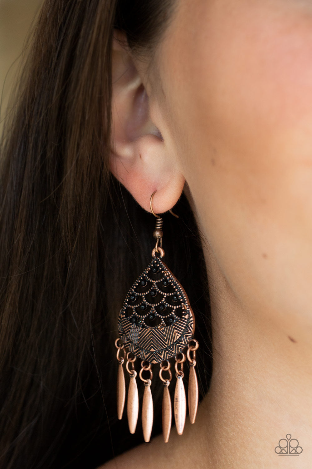 Paparazzi Wolf Den Copper Fishhook Earrings