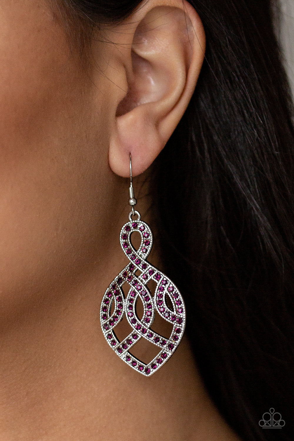 Paparazzi A Grand Statement Purple Fishhook Earrings