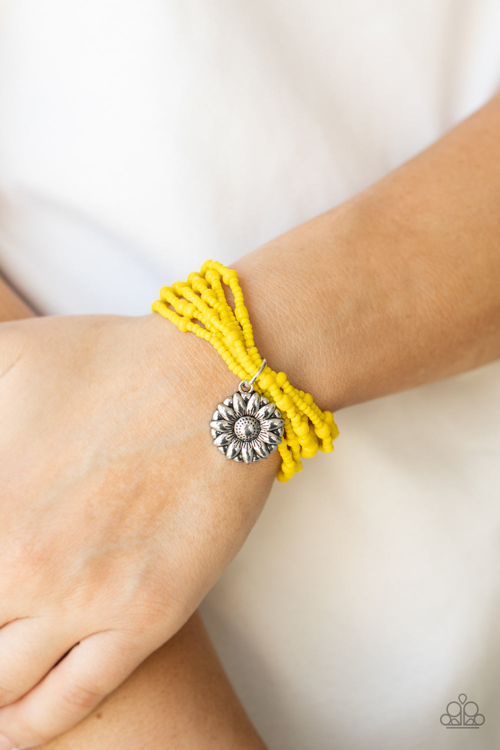 Paparazzi Badlands Botany Yellow Stretch Bracelet - P9SE-YWXX-141XX