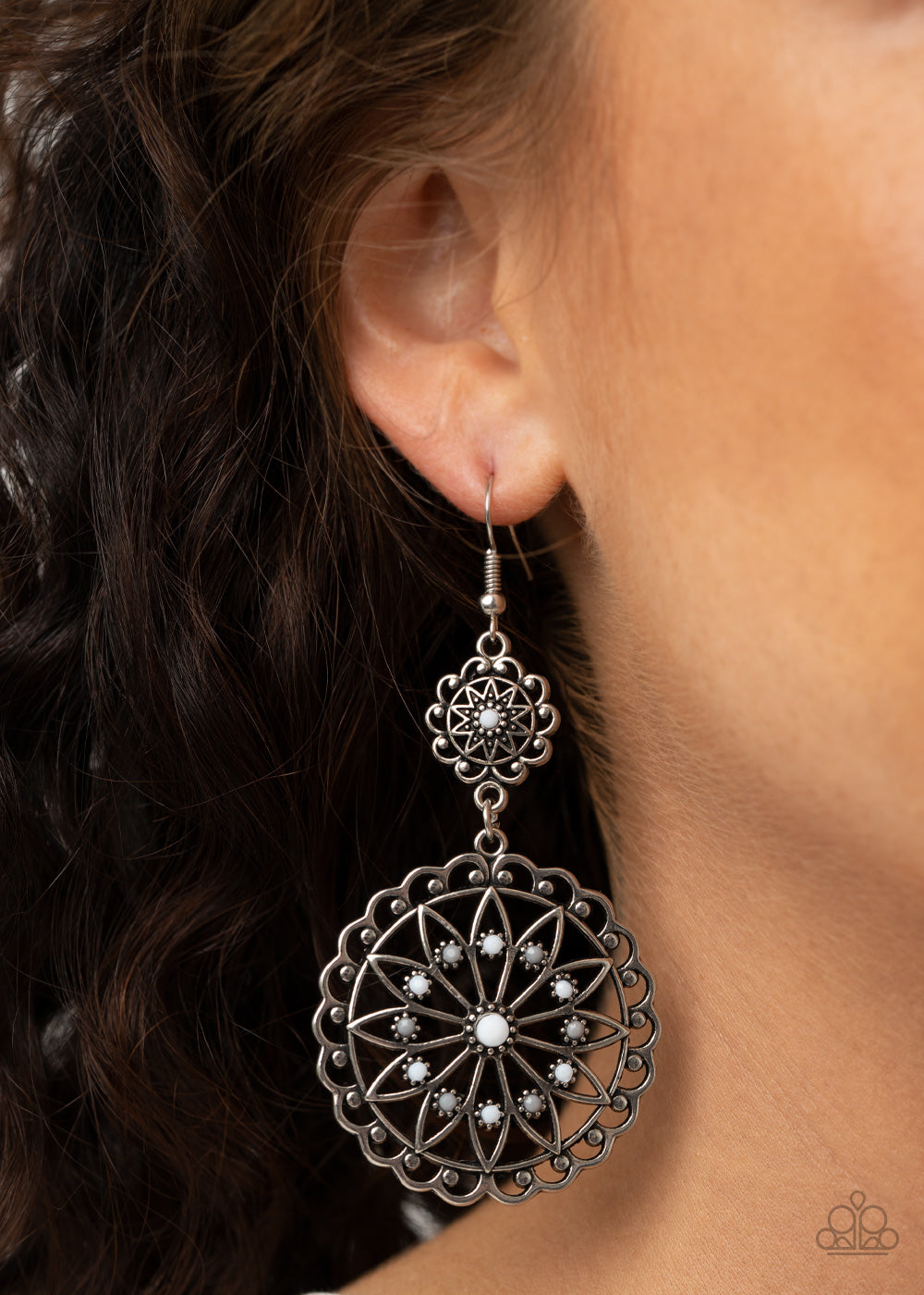 Paparazzi Beaded Brilliance White Fishhook Earrings