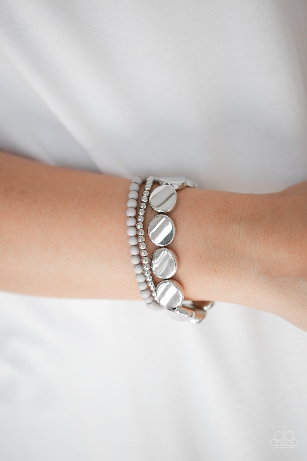 Paparazzi Beyond The Basics Silver Stretch Bracelet