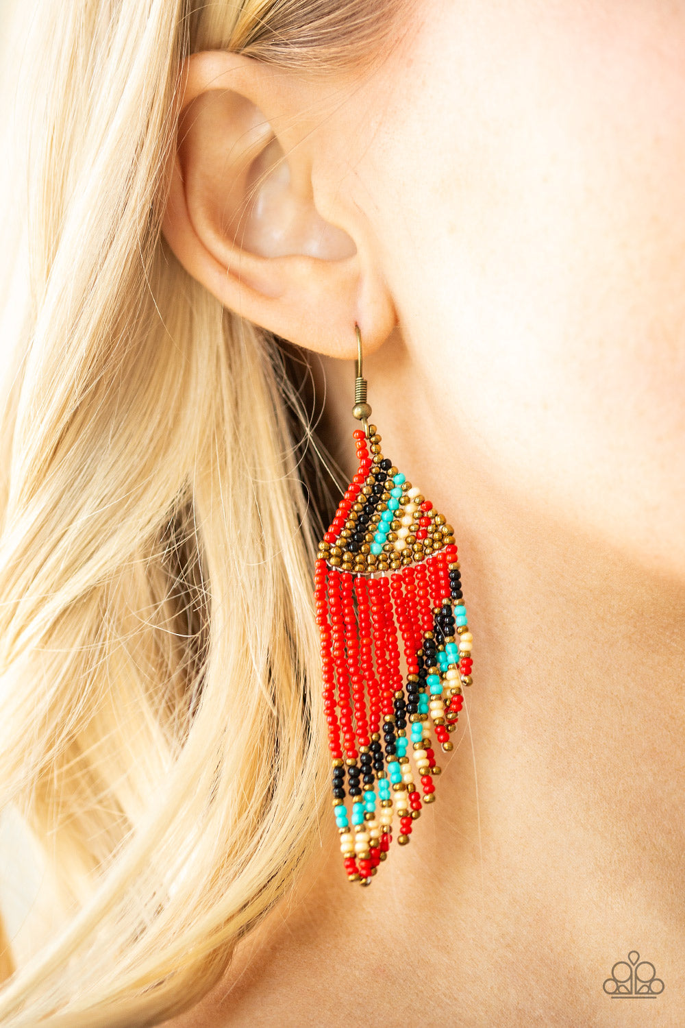 Paparazzi Bodaciously Bohemian Red Fishhook Earrings