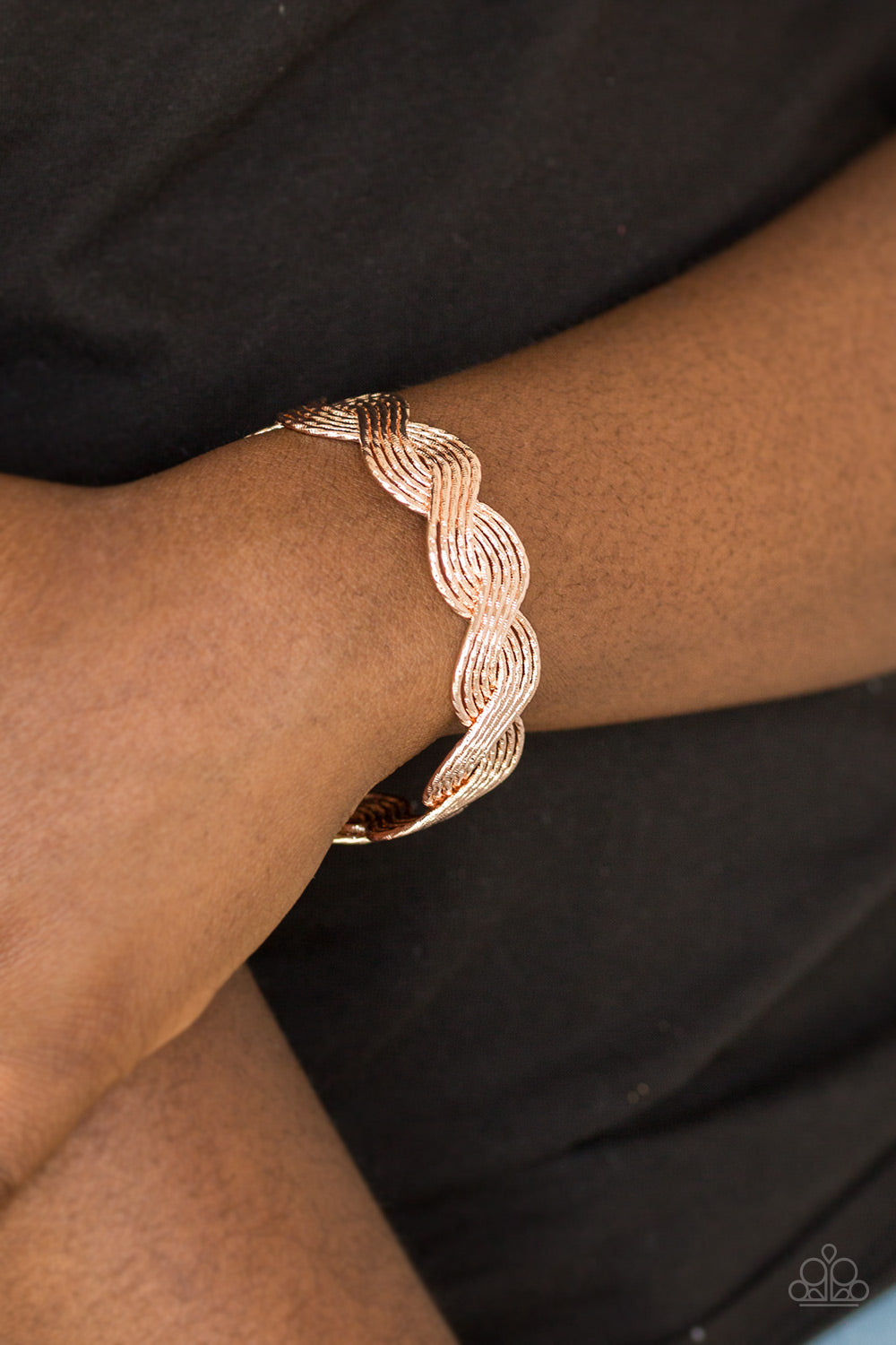 Paparazzi Braided Brilliance Rose Gold Cuff Bracelet
