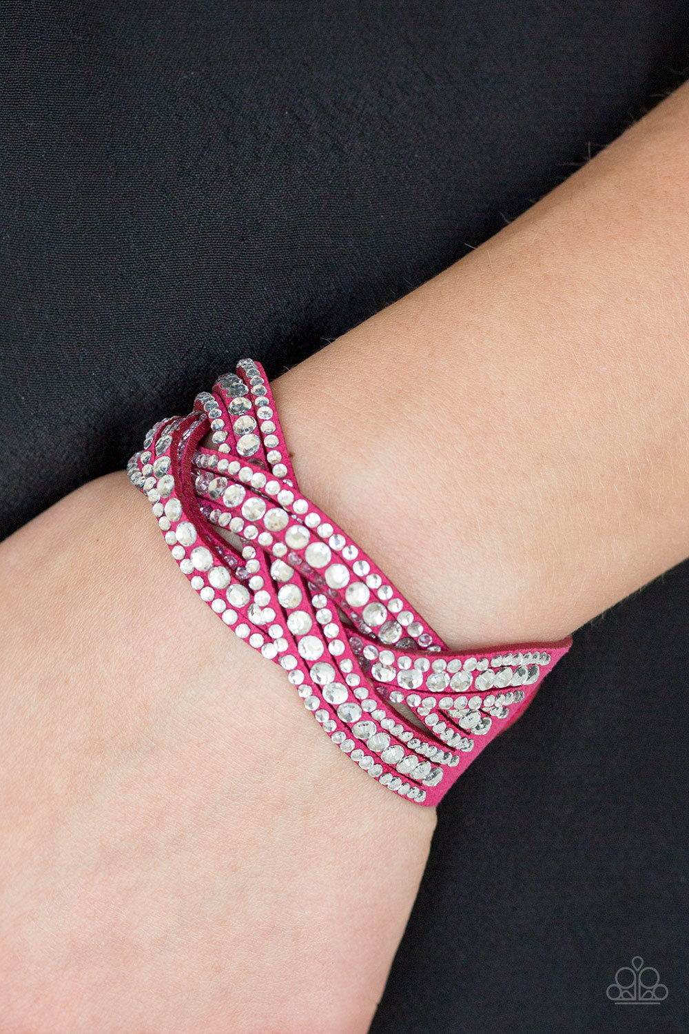 Paparazzi Bring On The Bling Pink Single Wrap Snap Bracelet