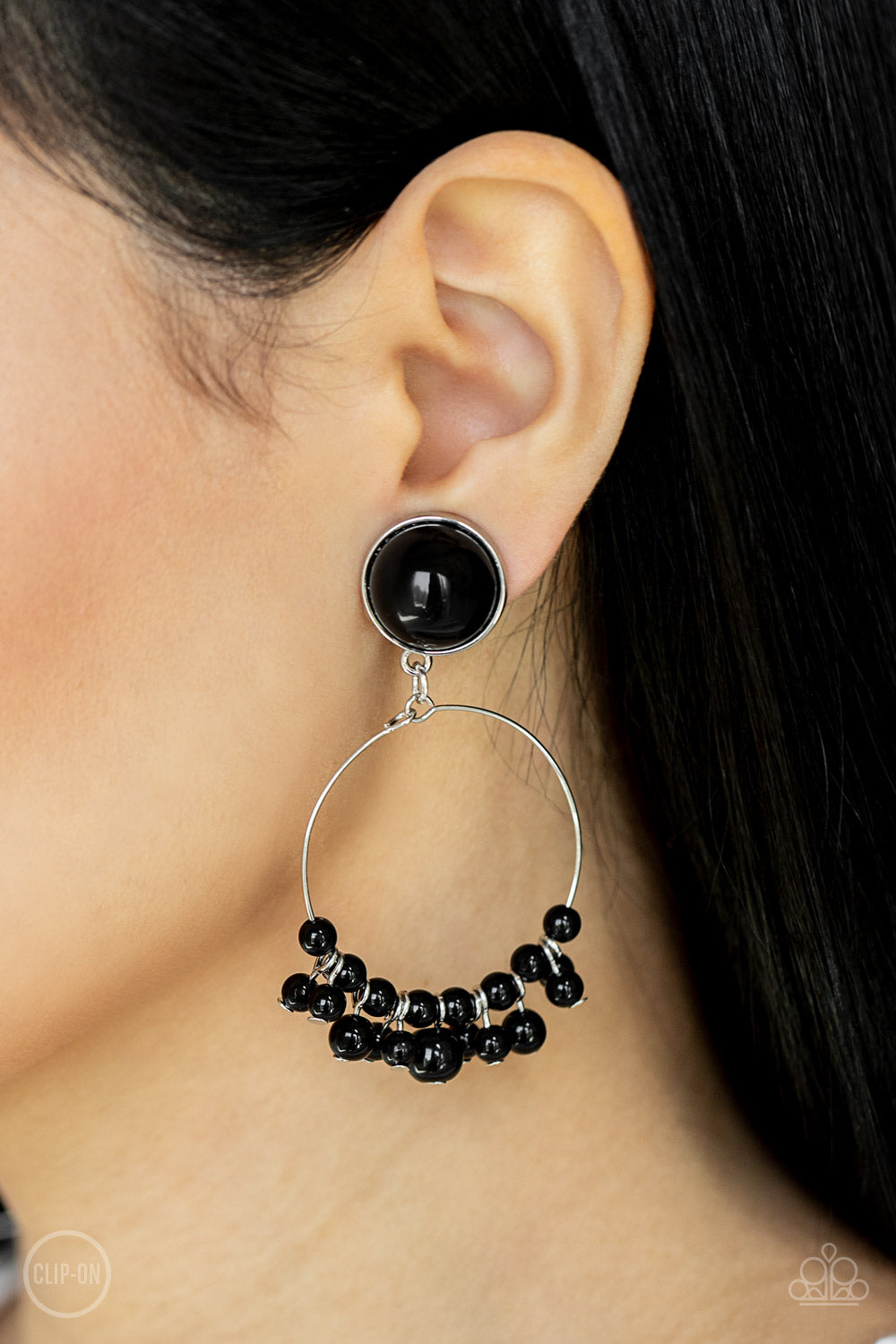 Paparazzi Cabaret Charm Black Clip-On Earrings