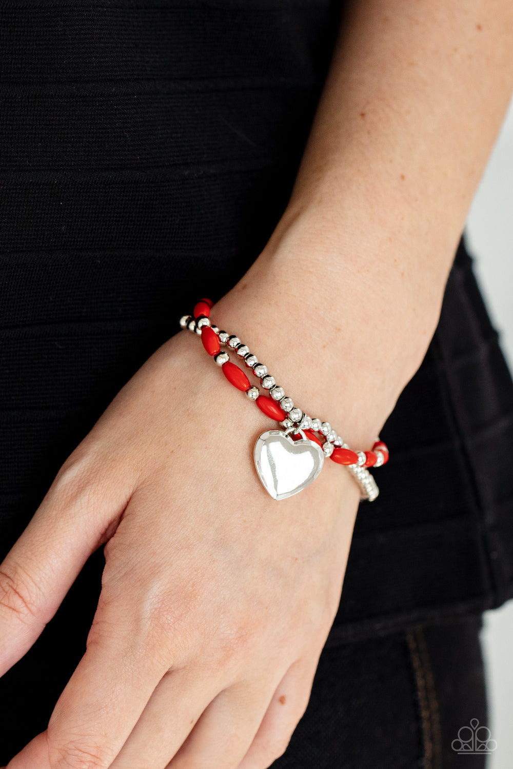 Paparazzi Candy Gram Red Stretch Bracelet