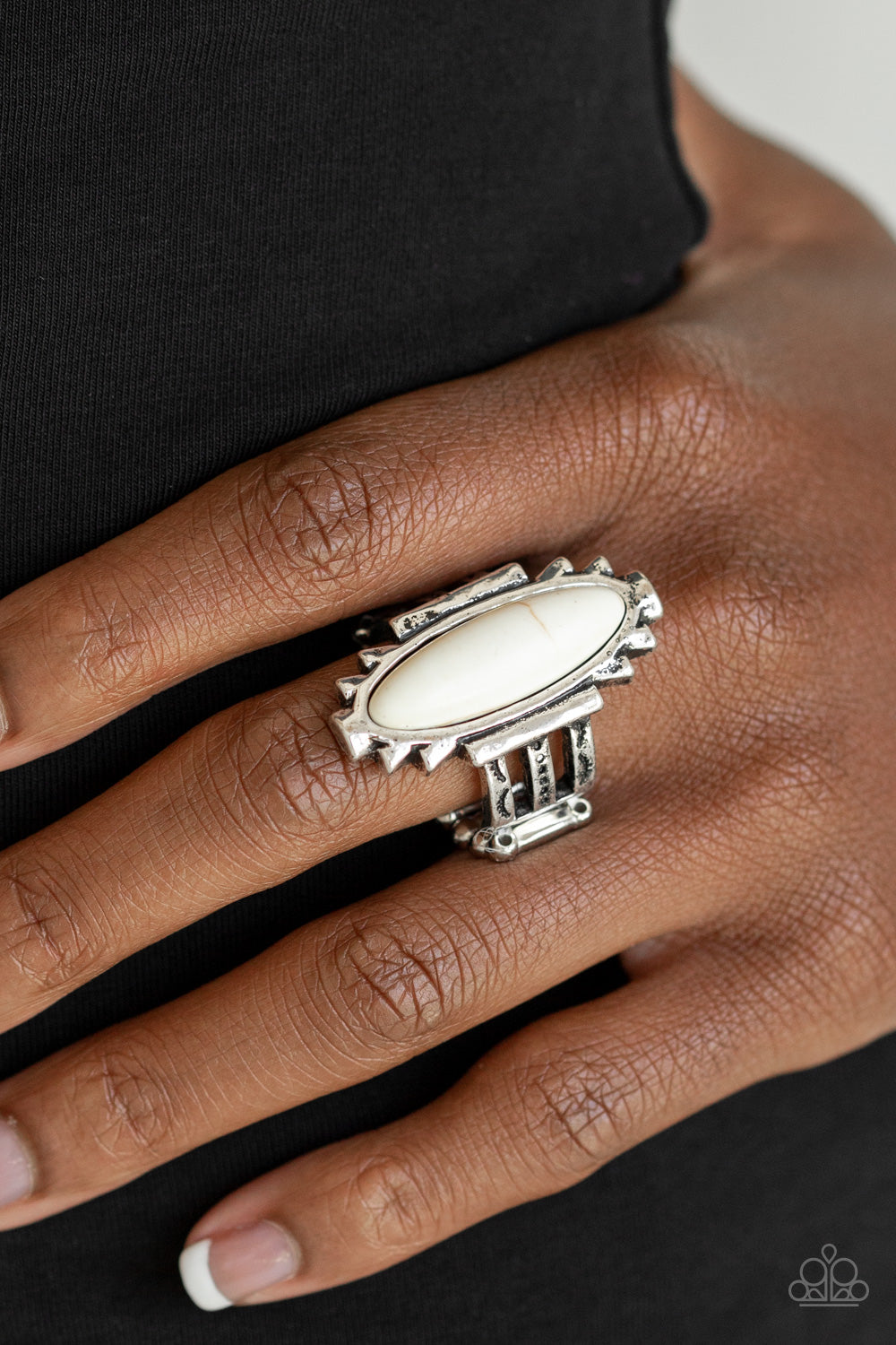 Paparazzi Canyon Colada White Stone Ring