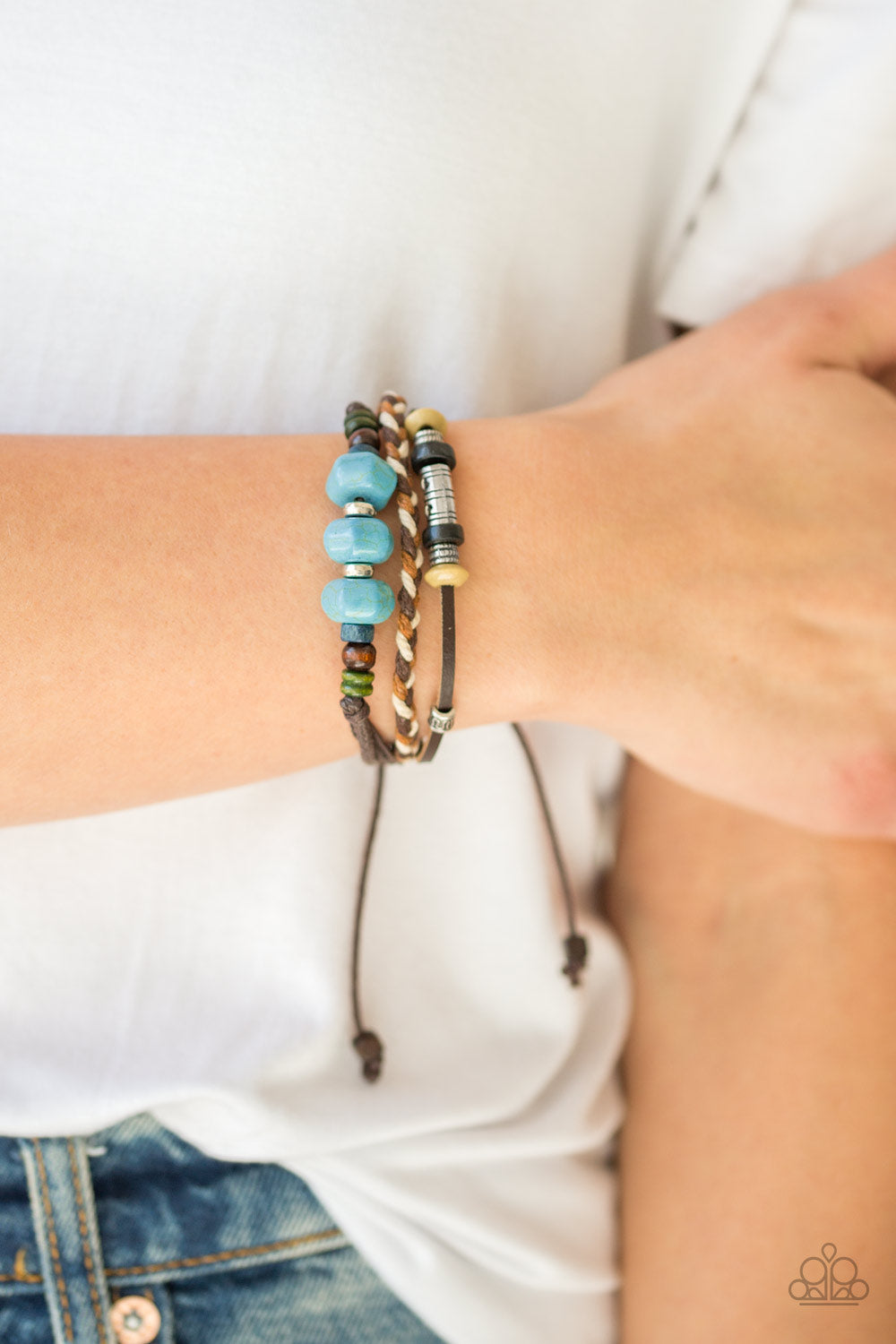 Paparazzi Catch Me Cliff You Can Blue Sliding Knot Bracelet - P9UR-BLXX-099XX