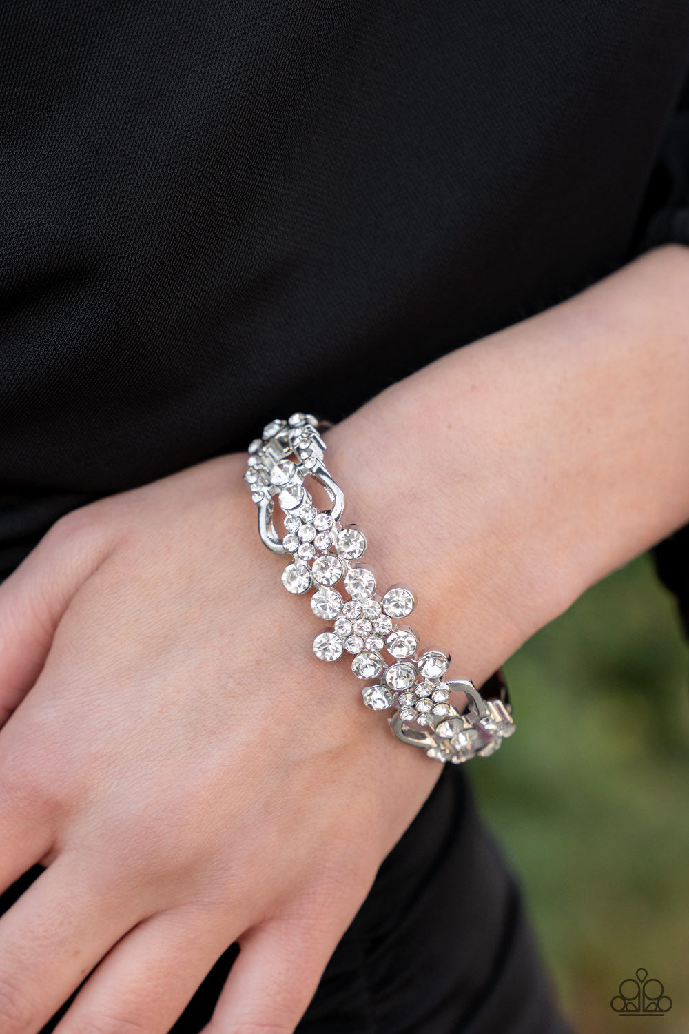 Paparazzi Cheers To The Future Mrs. White Hinged Cuff Bracelet