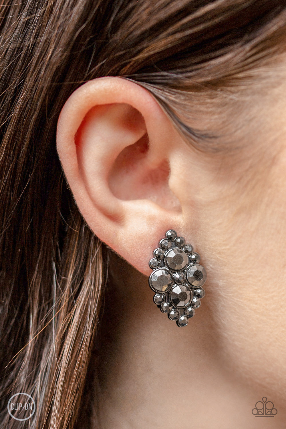 Paparazzi City Gardens Black Clip-On Earrings