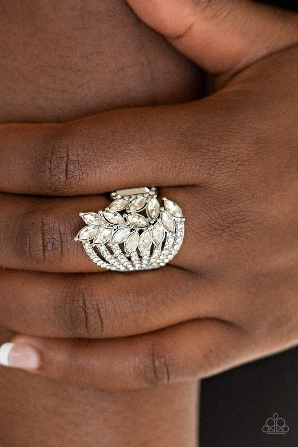 Paparazzi Clear-Cut Cascade White Ring