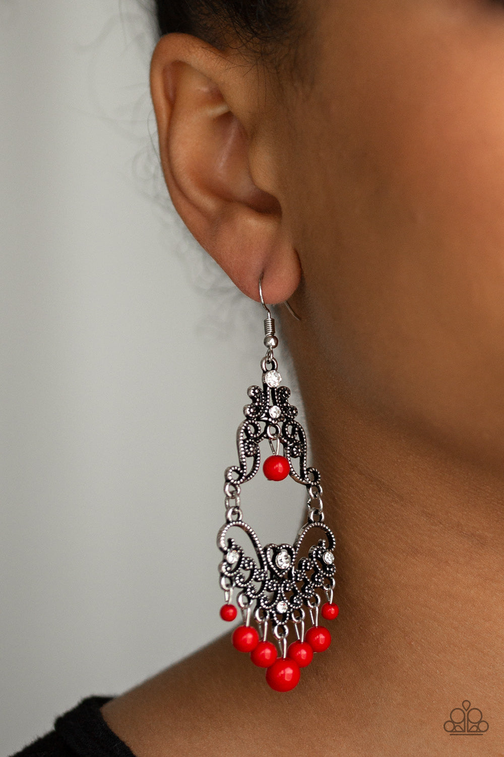 Paparazzi Colorfully Cabaret Red Fishhook Earrings