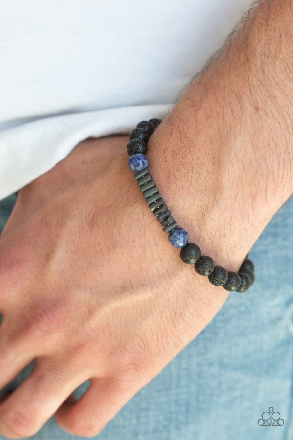 Paparazzi Courage Blue Stretch Bracelet